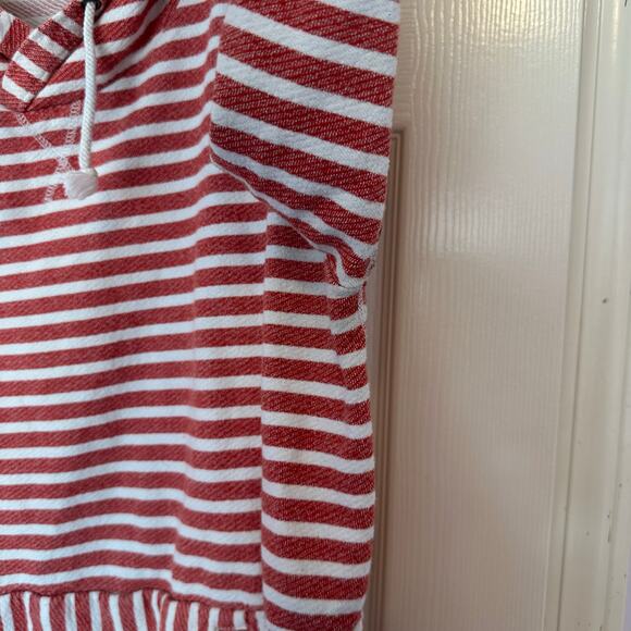 J. Crew Flip-Striped Sweatshirt Size L Red White Cotton Preppy Beach Coastal - Picture 7 of 11